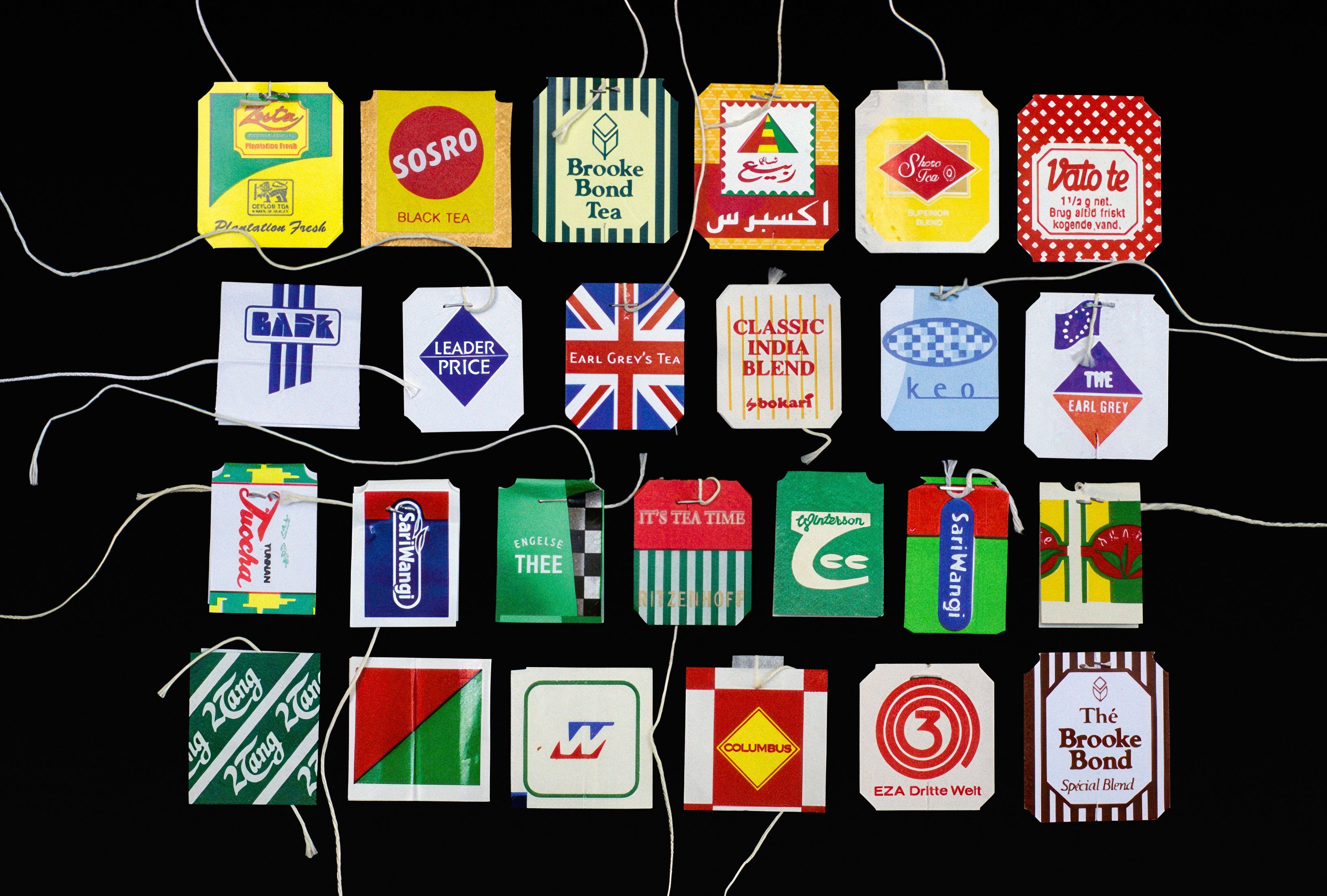 Teebeutelanhänger, geordnet nach internationalen Markenzeichen, Logos und Emblemen